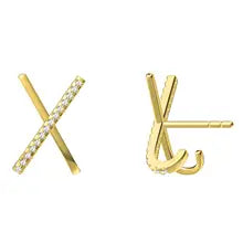 14k White Gold X-Shape Lab-Created Diamond Earrings DEF VS-VVS