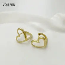 18K Gold Heart Earrings for Women - Luxury Vintage Jewelry