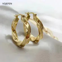 18K Gold Rope Hoops Earrings for Women - Luxury Fine Jewelry Gift