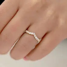 V-Shaped Circular Diamond laboratory Cultivated Diamond Ring Each Diamond 0.3Ctw 14K 10K Gold / 925 White Silver - 4 14k Yellow Gold