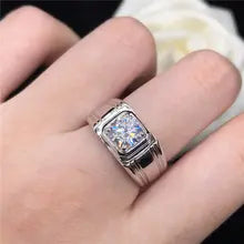 14k White Gold Ring Man 0.5CT Moissanite Engagement Ring For Men Pass Test With Certificate D Color Beautiful Gift For Husband - Less Than 4 Clear