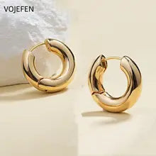 18K Gold Hoop Earrings for Women - Elegant Round Charms, Trendy Gifts