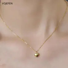 18K Gold Heart Pendant Necklace for Women - Trendy O-Chain Choker