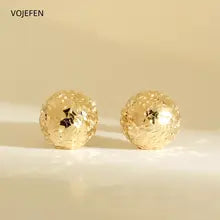 18K Gold Football Stud Earrings - Luxury Women's Fine Jewelry