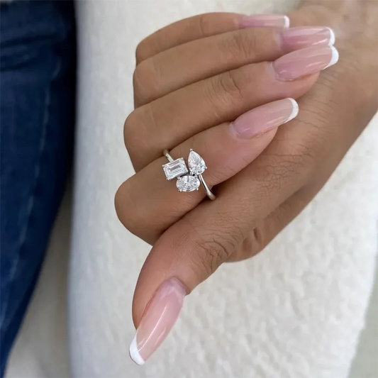 1.25ct DEF/VS VVS Diamond 3-Stone Ring in 14K Gold & White Silver