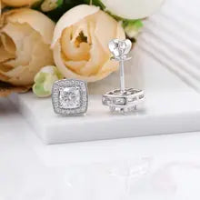 Trendy 18K White Gold Moissanite Octagon Cut Stud Earrings for Women