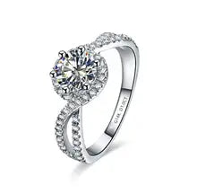 Popular Solid 14K White Gold AU585 Ring 1CT Diamond Women Engagement Ring Authentic Sterling 585 Gold Jewelry Statement Gift - 4 WHITE