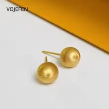 18K Gold Ball Stud Earrings - Elegant Luxury Jewelry for Parties