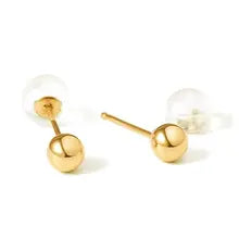 Pure Real 18K Au750 Gold Beads Stud Earring High Quality Luster Smooth Ball Earrings Size 3mm to 6mmfor Womens Man Girls - 3mm yellow gold color