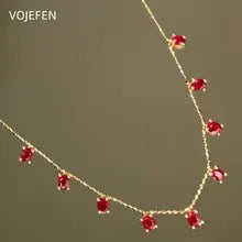 18K Gold Ruby Pendant Necklace - Luxury Choker Jewelry for Birthdays