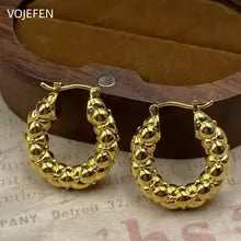 18K Gold Hoops Stud Earrings for Women - Classic Italian Jewelry