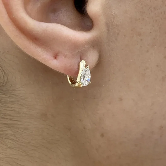 Pear Cut Lab Grown Diamond Earrings in 14K Yellow Gold