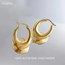 18K Gold Hoop Earrings for Women - Luxury Geometric Jewelry