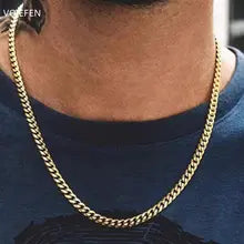 VOJEFEN 18K Gold Cuban Necklace for Men & Women - Luxury Choker Chain