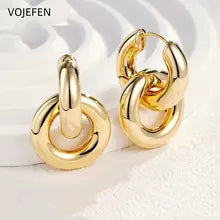 18K Gold Hoops Earrings - Luxury Round Jewelry for Men & Women
