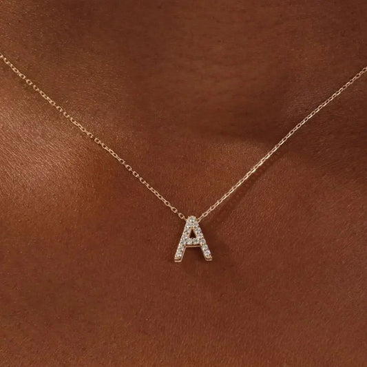 14k gold initial necklace with customizable lab grown diamonds