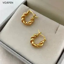 18k Gold Hoops Earrings for Women | Genuine AU750 Rope Design Jewelry