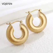 Elegant 18K Gold Thickened Hoop Earrings for Women - Classic Jewelry