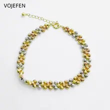 18K Gold Beads Bracelet - Genuine AU750 Pure Gold Tennis Jewelry