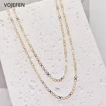 18K Gold Lette Necklace - Luxury 8 Number Chains Choker Jewelry