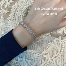 Oval Shape 20 Carat CVD & HPHT DEF/VS VVS Clarity Lab Grown Diamond Tennis Bracelet Real 14k White Gold Prong - 6 lnches
