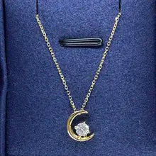 Moon Shape 14k Yellow Gold 0.18ct DEF VS-VVS CVD HPHT Lab Grown Diamond Pendant Necklace 18inch Wedding Necklace For Woman - 14K White Gold 45cm