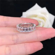 Solid Platinum PT950 Ring Real Diamond Engagement Wedding Band Ring D Color VVS1 Brilliant Love Promise Finger Ring For Girl - 4 Clear