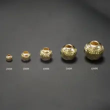 Pure 18k Gold Lantern Bead Necklace Bracelet Anklet Earrings DIY Accessories Au750 Gold Spacer Beads Fine Jewelry Components - white gold color 2mm