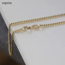 14k Solid Gold Cuban Chain Choker Necklace for Women & Men - 45cm