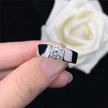 Solid 18K White Gold AU750 1CT Round Moissanite Diamond Engagement Ring For Women Best AnniversaryJewelry Gift D Color VVS1 - 4.75 Clear