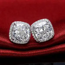 1CT/Piece Solid Platinum PT950 Earrings Stud Cushion Cut Diamond Engagement Earrings For Lady Jewelry For Girl D Color VVS1 - Clear