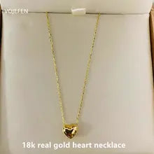 18K Gold Heart Pendant Necklace for Women - Luxury Choker Jewelry