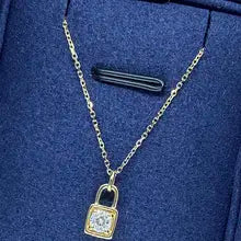 Elegant 14k Gold Lock Pendant Necklace with Lab-Grown Diamond