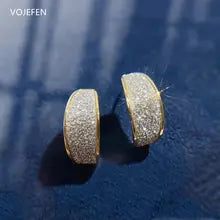 18K Gold Moon Stud Earrings - Luxury Diamond Cut - Trendy Jewelry