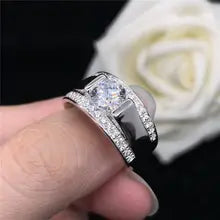 Popular Solid 18k White Gold AU750 Ring 1CT Diamond Engagement Ring For Man Perfect Valuable Birthday Gift For Boy Friend - 6.5 Clear