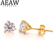 Real 0.5Carat 1ctw D Color Lab Grown Diamond Earrings For Women Wedding Jewelry 14k Yellow Gold Stud Earring Push Back IGI/NGIC - 14K Gold NGIC