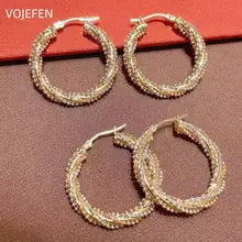 18K Gold Hoops Stud Earrings for Women - Classic Italian Jewelry