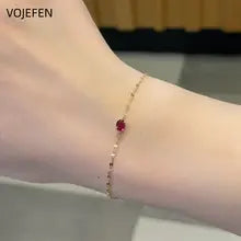 18K Gold Ruby Bracelet - Personalized Lips Charm Jewelry for Women