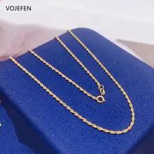 18K Gold Choker Necklace - Luxury Twisted Singapore Chain for Women