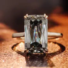 Provence 14K Gold Criss Cut Gray Moissanite Solitaire Engagement Ring