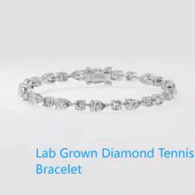 Women's Tennis Bracelet 14k White Gold Round & Pear 5.50Ctw Lab Grown Diamond HPHT DEF VS-VVS Diamond Bracelet For Women - 16cm 14k Yellow Gold