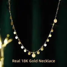 18k Gold Pendant Necklace - VOJEFEN Choker Chain Jewelry Certificate