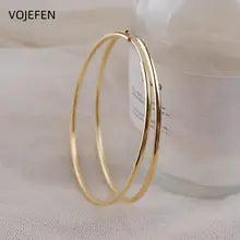 18K Gold Vintage Large Hoop Earrings - Elegant Certified Jewelry for Women