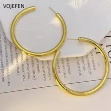 18K Gold Hoop Earrings for Women - Luxury 60mm Circle Design