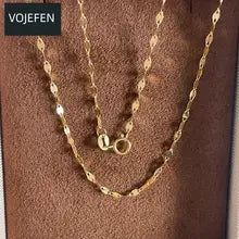 18K Gold Lips Necklace - Luxury AU750 Choker with Wavy Chains