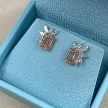 3.20Ct Pink Emerald Cut Lab Diamond Earrings in 14K Gold