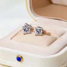 Messi Jewelry 9K White Gold Lab-Grown Diamond Stud Earrings for Women