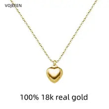 18K Gold Heart Pendant Necklace for Women - Trendy O-Chain Choker