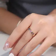 Lab Grown Gem Rainbow Stackable Ring - 18K Gold Customized Gift