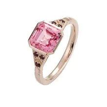 Provence 14K Gold Cluster Ring with Pink Sapphire - Custom Wedding Band
